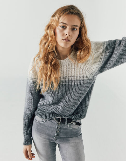 Women’s grey tie-dye knit sweater