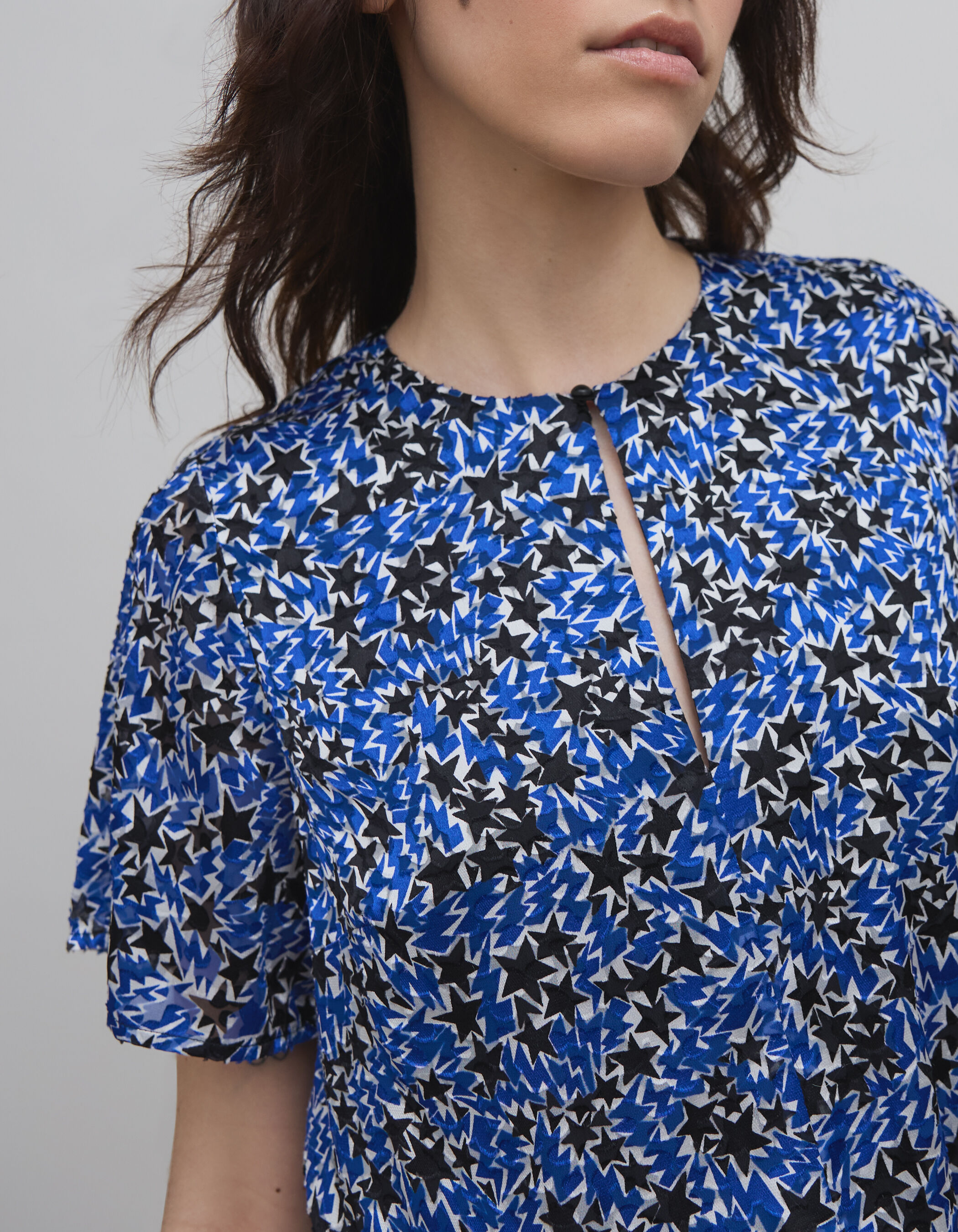 Robe bleue imprime etoiles eclairs Femme IKKS