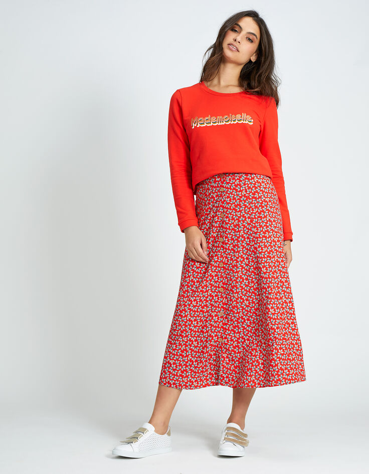 Falda midi amapola estampado micro-flores I.Code-6