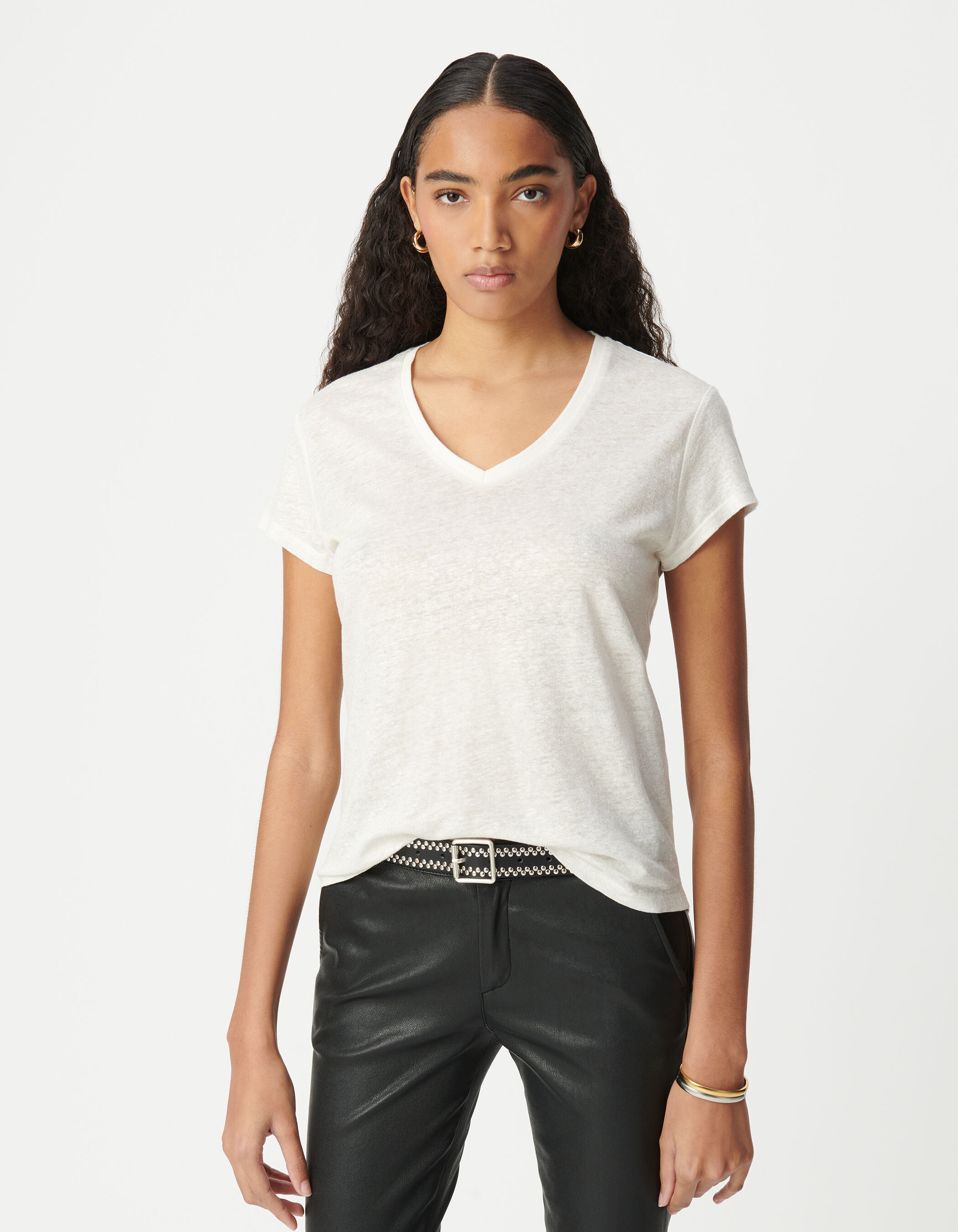 Tee shirt sale lin blanc femme