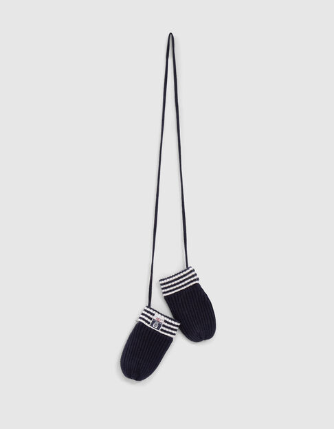 Moufles marine en tricot côtelé bébé garçon - IKKS