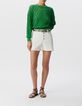 Pull vert tricot ajour&eacute; fa&ccedil;on crochet-1