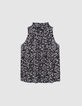 Schwarzes Top LENZING™ ECOVERO™ minimal Blumenprint Damen-5