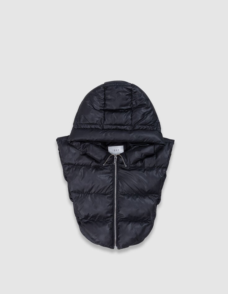 Capuche doudoune noire nylon matelassé Femme-1 Capuche doudoune noire nylon matelassé Femme-1