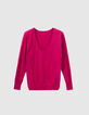 Pull rose en tricot à décor rock strass Femme-5