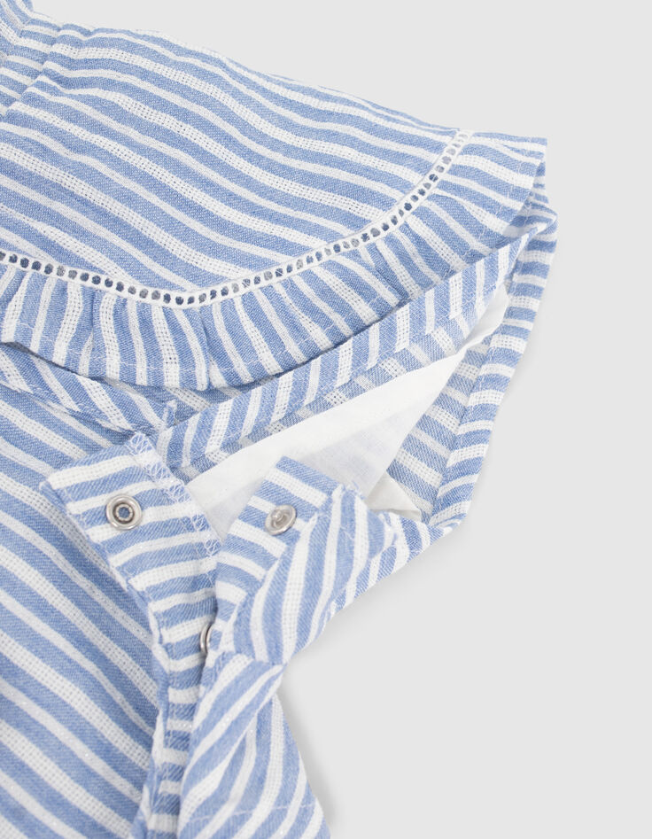 Baby girls' blue and white striped playsuit-5