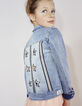 Veste en jean blue bleach à broderies pour fille-1