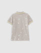 Boys’ grey marl all-over embroidery polo shirt-3