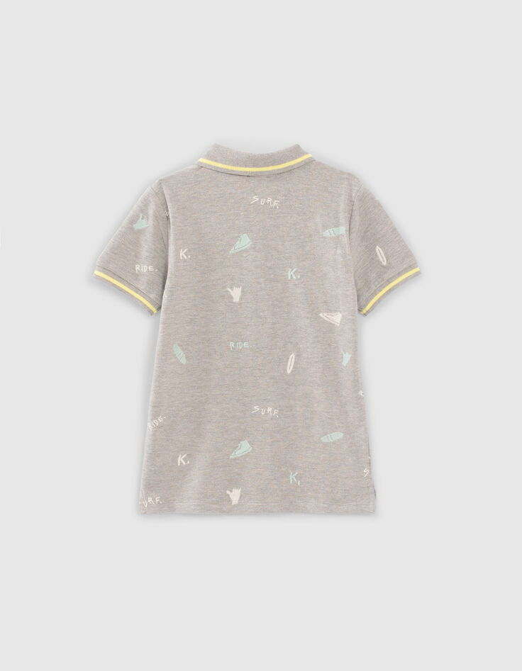 Boys’ grey marl all-over embroidery polo shirt-3