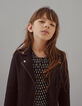 Cardigan noir esprit motard molleton matelassé fille-1