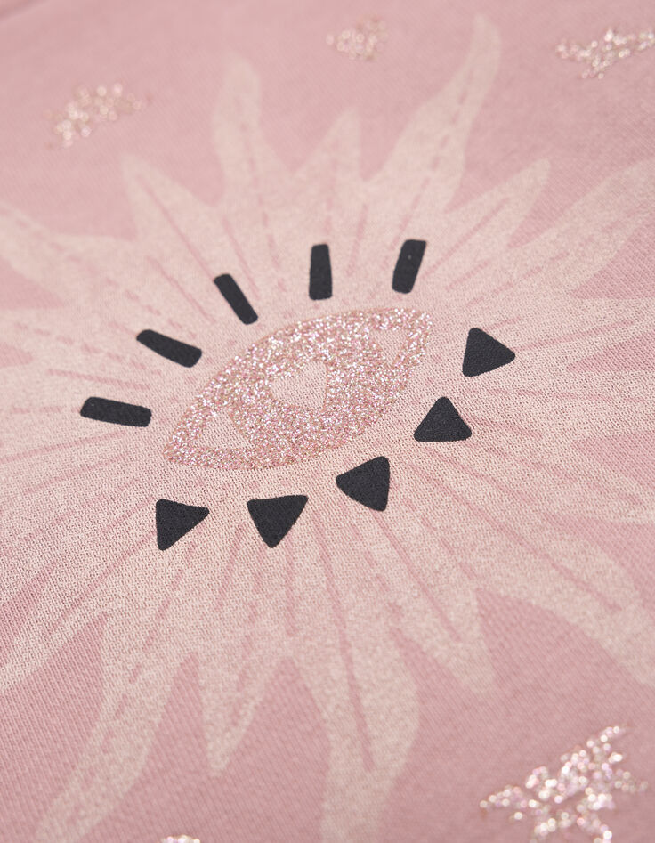 Sweat rose maxi œil-soleil et dessins pailletés fille-7