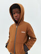 Boys’ cognac fleece-lined cardigan-1