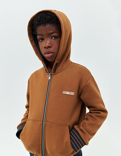 Boys’ cognac fleece-lined cardigan - IKKS