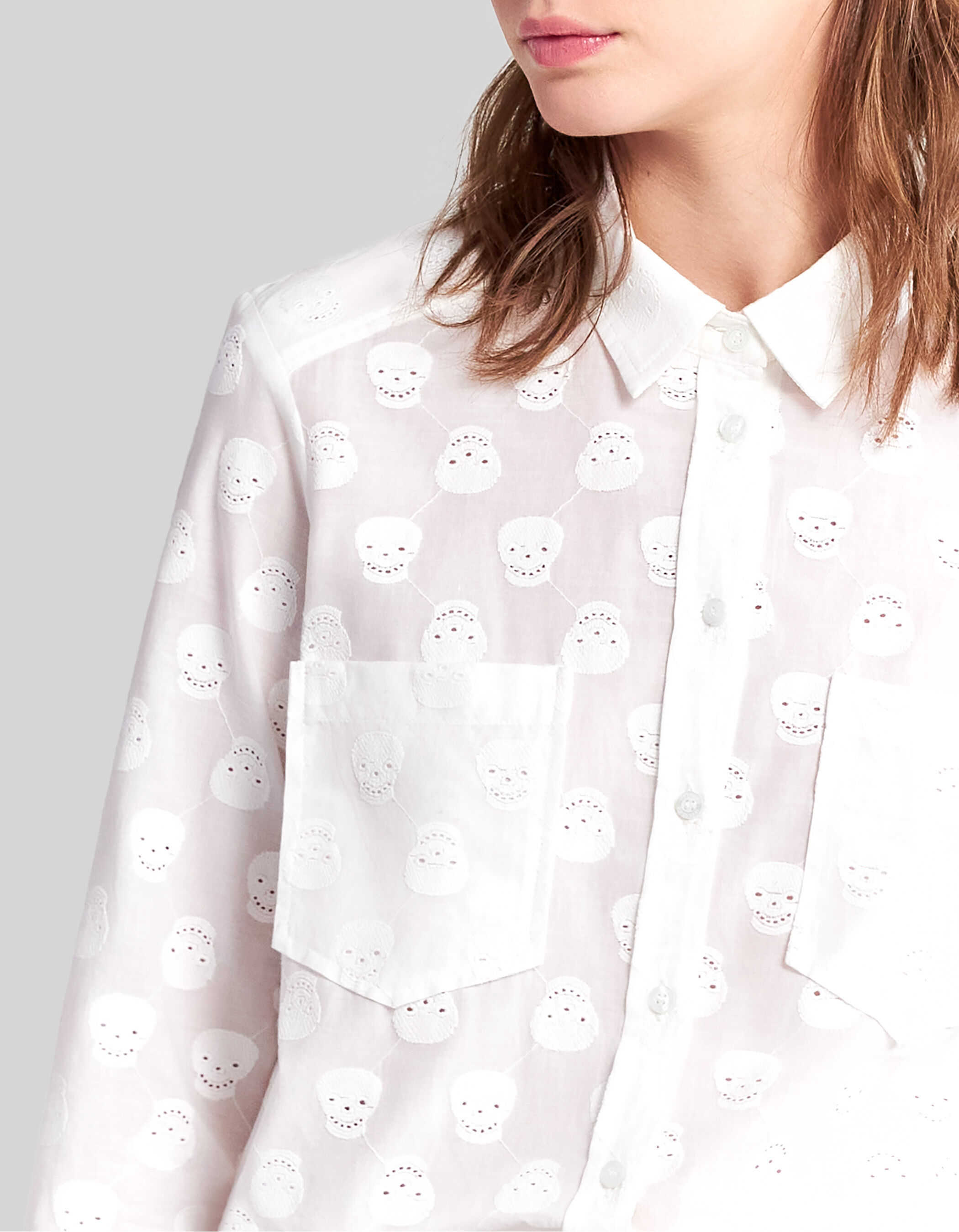 Chemise blanc casse broderies tetes de mort Femme IKKS