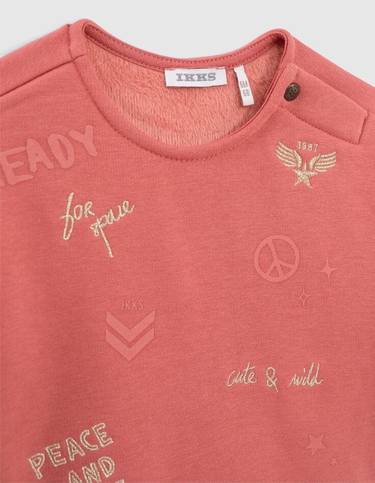 Sweat bois de rose broderies et flocages bébé fille-2