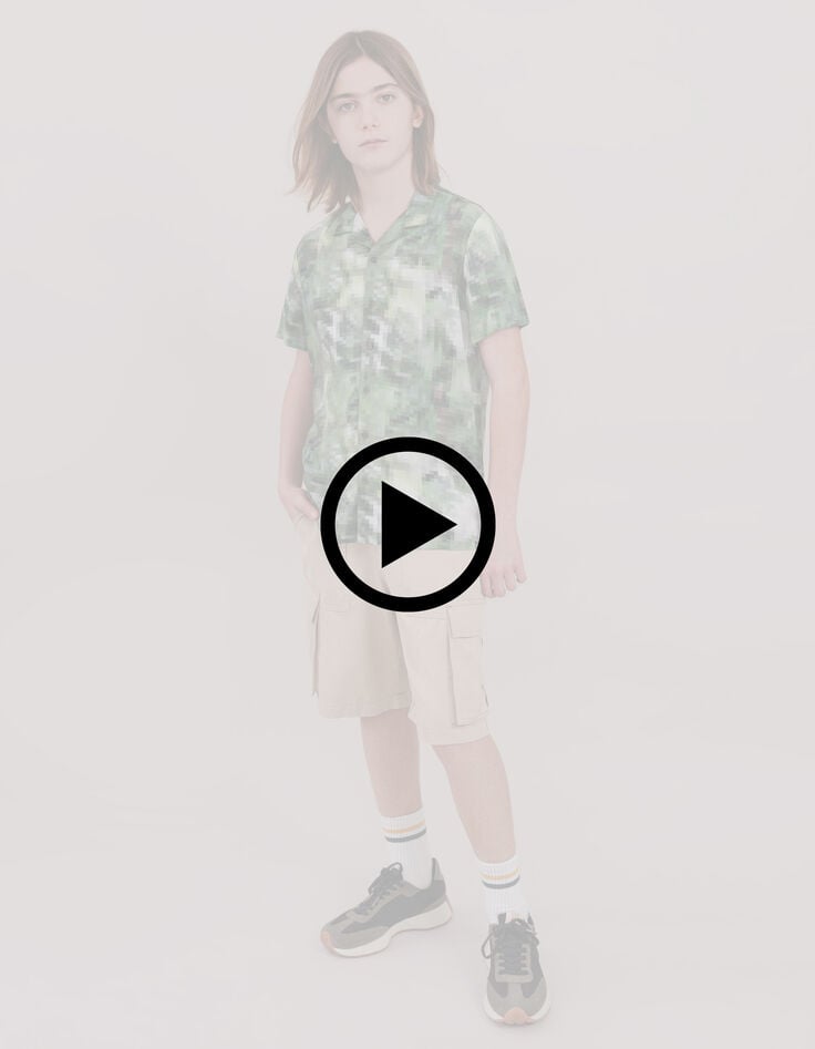 Kaki overhemd pixel-camouflageprint jongens-7