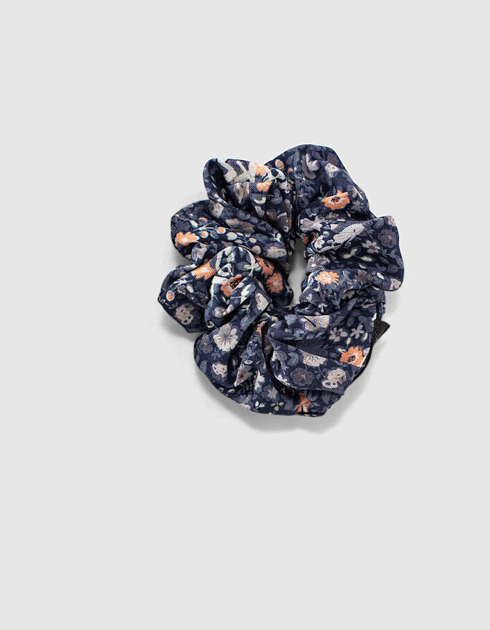 Girls’ navy organic T-shirt with flower scrunchie - IKKS