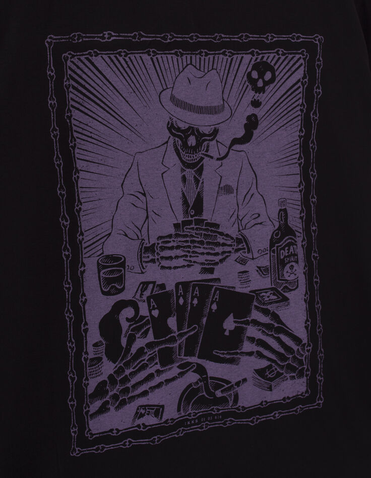 Zwart T-shirt opdruk kaartspel Heren-5