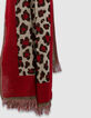 Rode sjaal jacquard luipaardmotief Dames-2