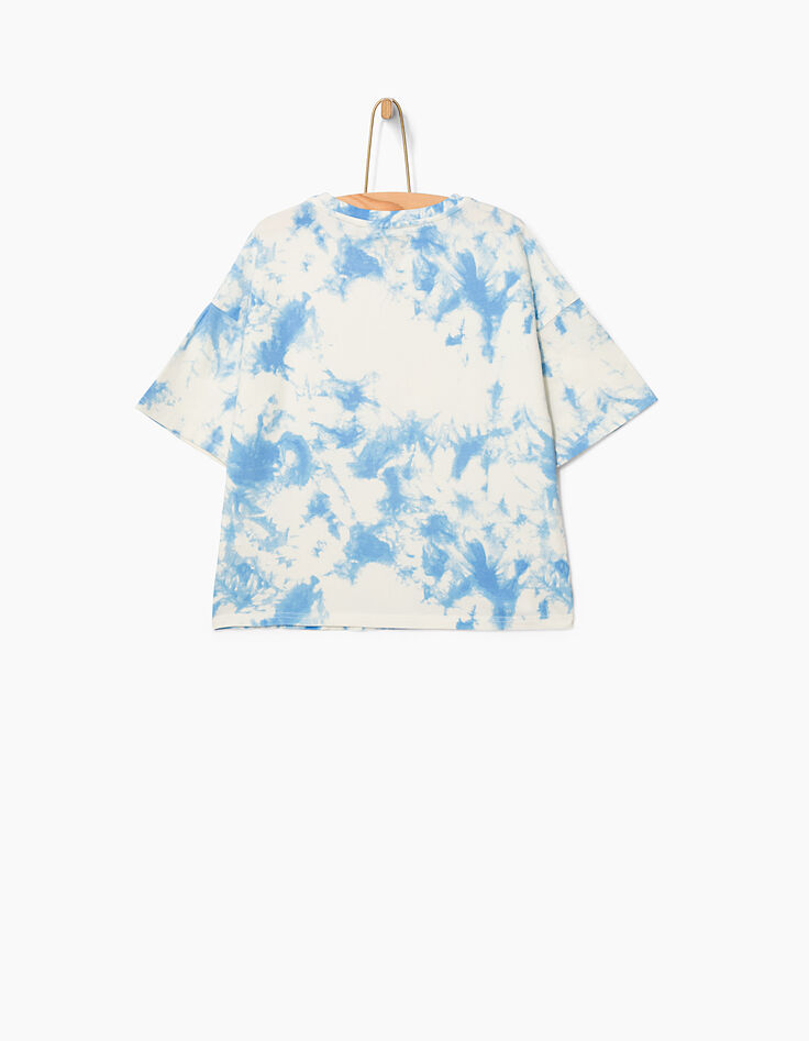 Girls' lavender-blue tie-dye T-shirt-3