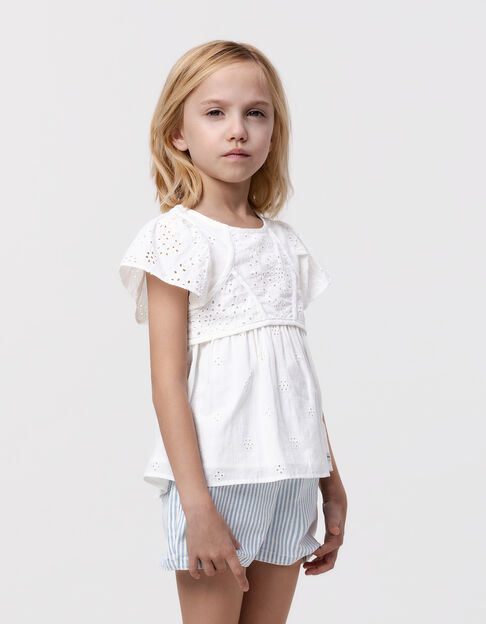Blouse blanche broderie anglaise fille - IKKS