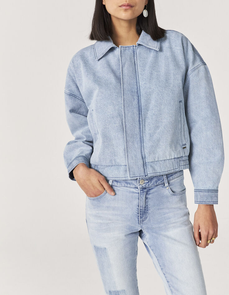 Women's patched-look organic denim jacket-3