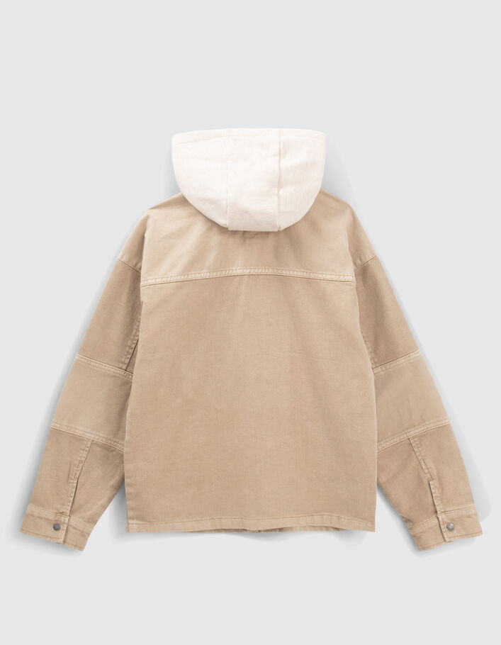 Beige denim jacket with detachable hood - IKKS