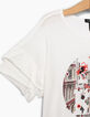 Cremeweißes Cropped Mädchen-T-Shirt mit Stickerei-5