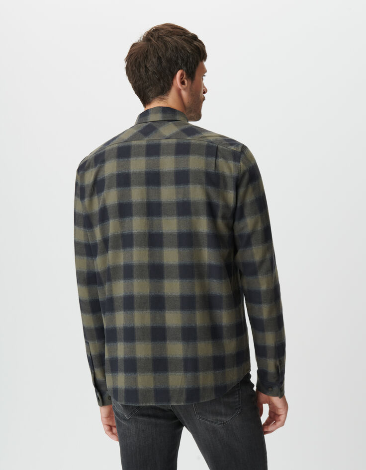 Camisa cuadros slim caqui y negro hombre-4