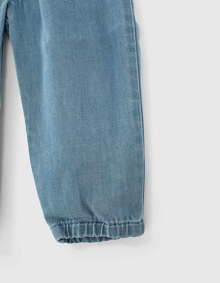 Pantalon stone blue Tencel® à ceinture brodée bébé fille-4