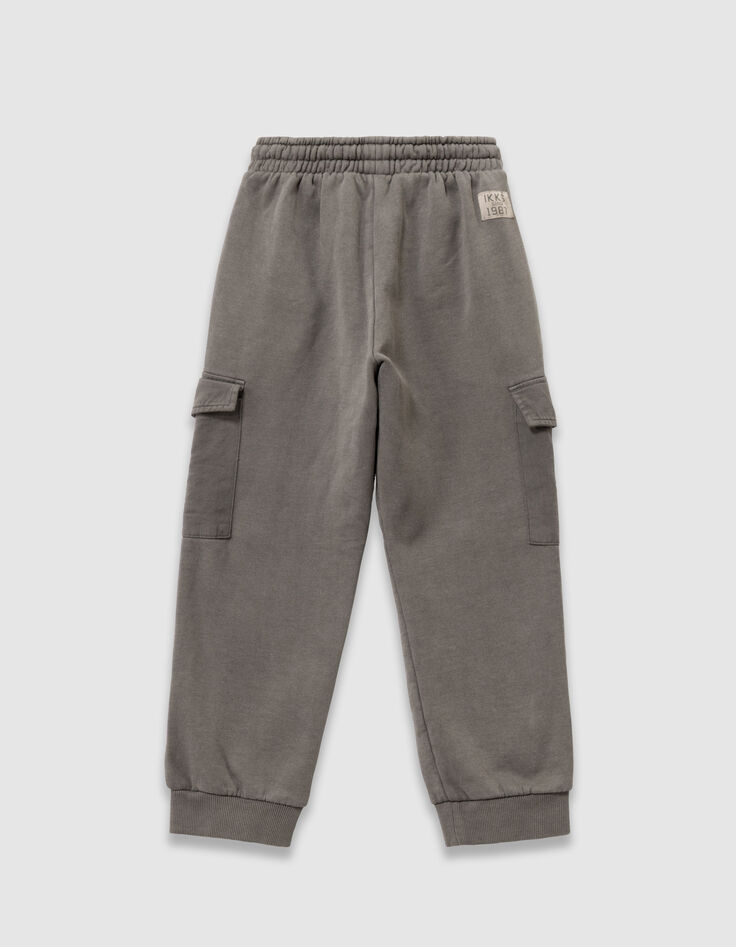 Khaki Jungenjogginghose Biobaumwolle im Battlestil-4