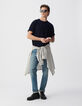 Men’s navy pure wool knit T-shirt-1