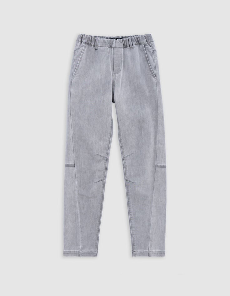 Boy's grey cut-off knee JOGGER jeans-1