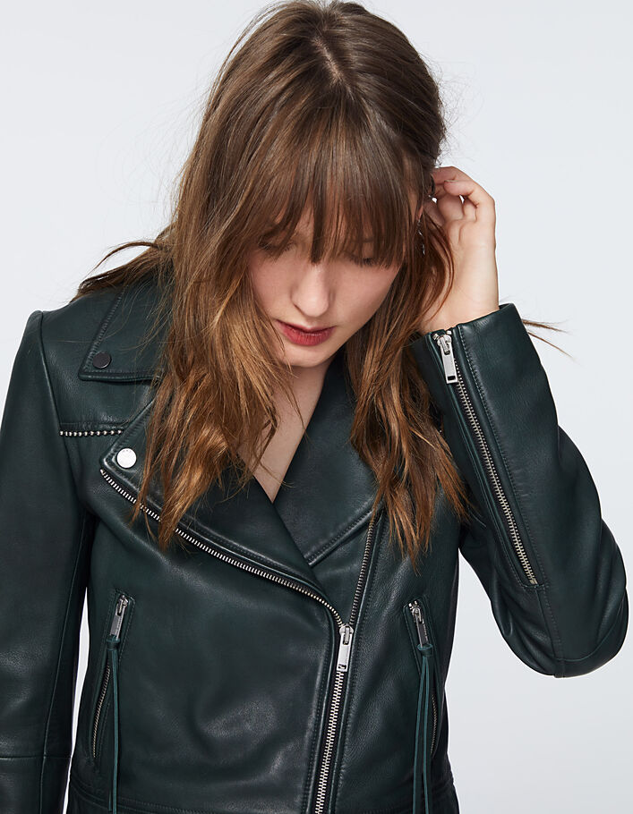 Women’s zip sleeve lambskin leather jacket - IKKS
