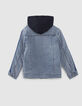 Veste en jean bleue fourrée parmenture molleton garçon-3
