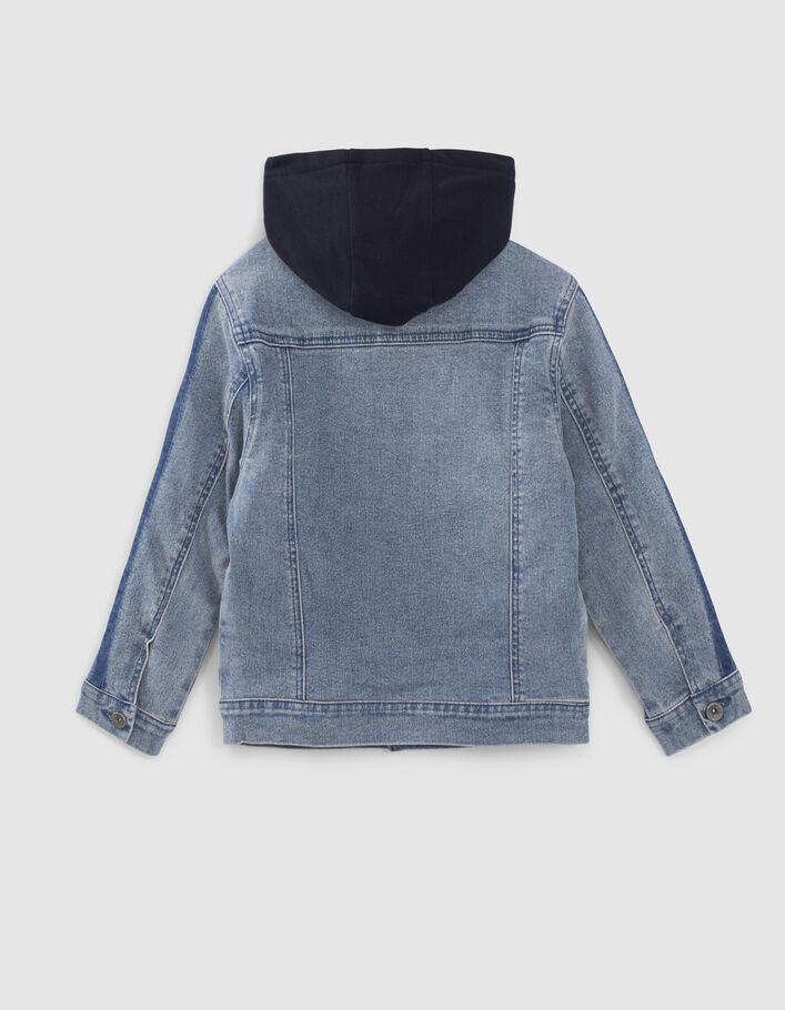 Blaue Jungen-Jeansjacke mit Moltonfutter-5