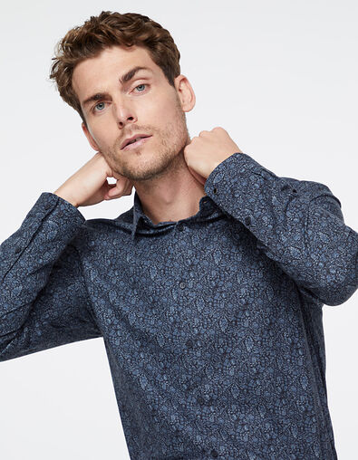 Camisa slim azul marino tela Liberty floral Hombre - IKKS