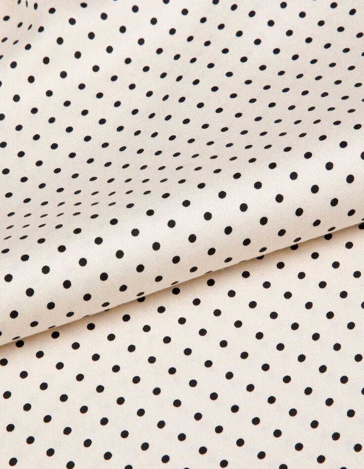 Blouse &eacute;crue satin&eacute;e motif pois col lavalli&egrave;re Femme-9