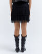Women’s black checkerboard pleated tulle short skirt-2