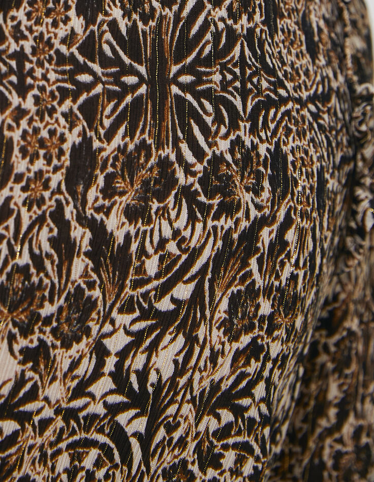 Women’s arabesque print Victorian high neck loose blouse-5