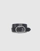 Ceinture robe en cuir noir boucle fantaisie torsade femme-1