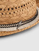 Chapeau blé en papier tressé avec galon frangé fille -4