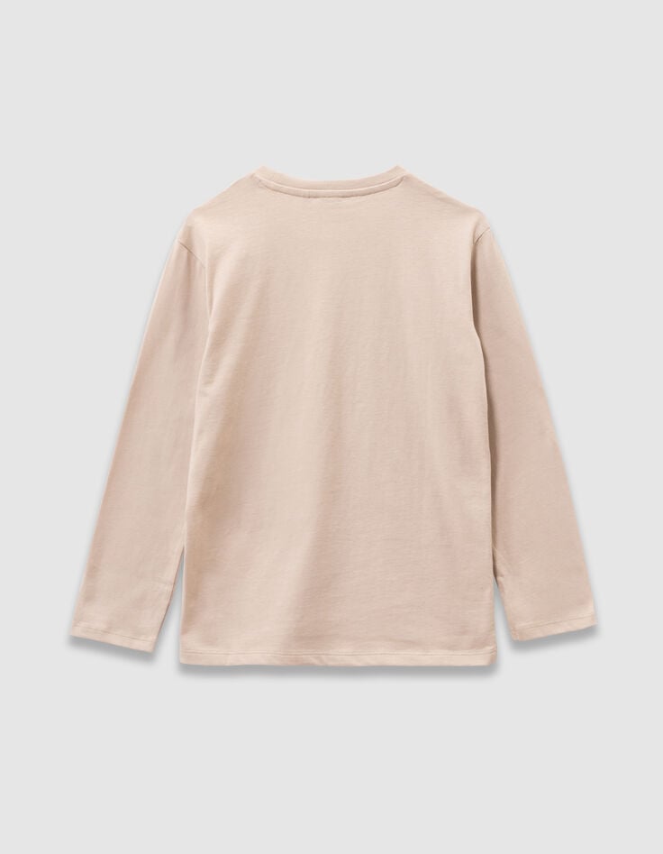 Camiseta manga larga beige bandera relieve niño-5