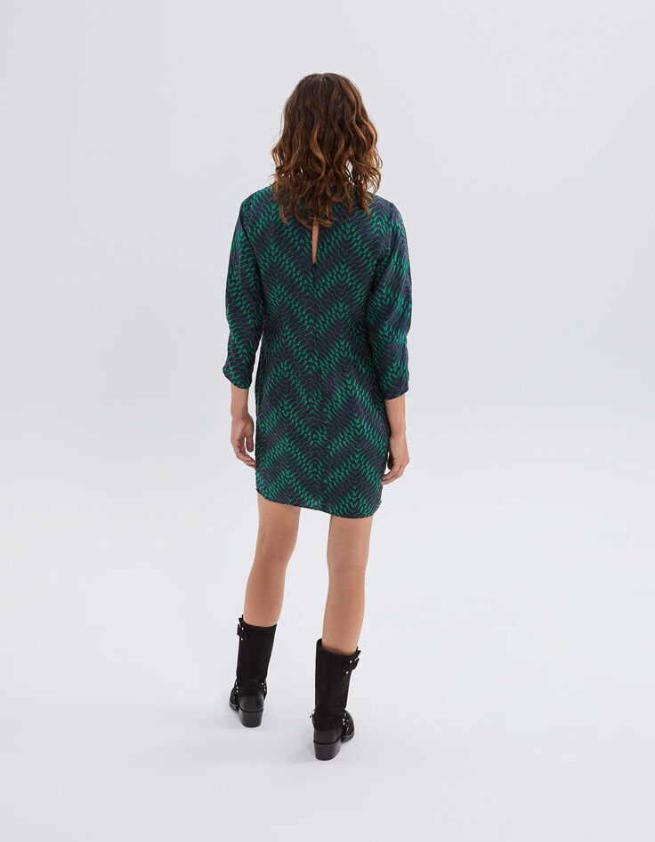 Women’s navy geometric print dress-3