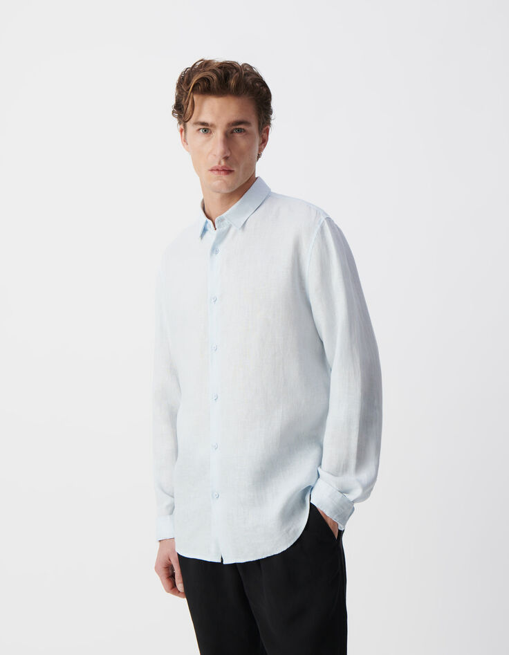 Chemise SLIM ciel en lin Homme-2