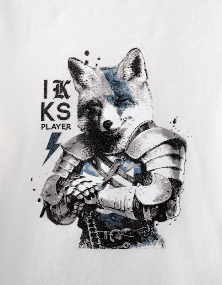 T-shirt blanc cassé visuel renard-chevalier garçon-3