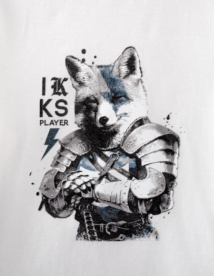 Gebroken wit T-shirt opdruk vos-ridder jongens-3