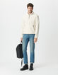 Sweat blanc sherpa col et poches zipp&eacute;es Homme-6