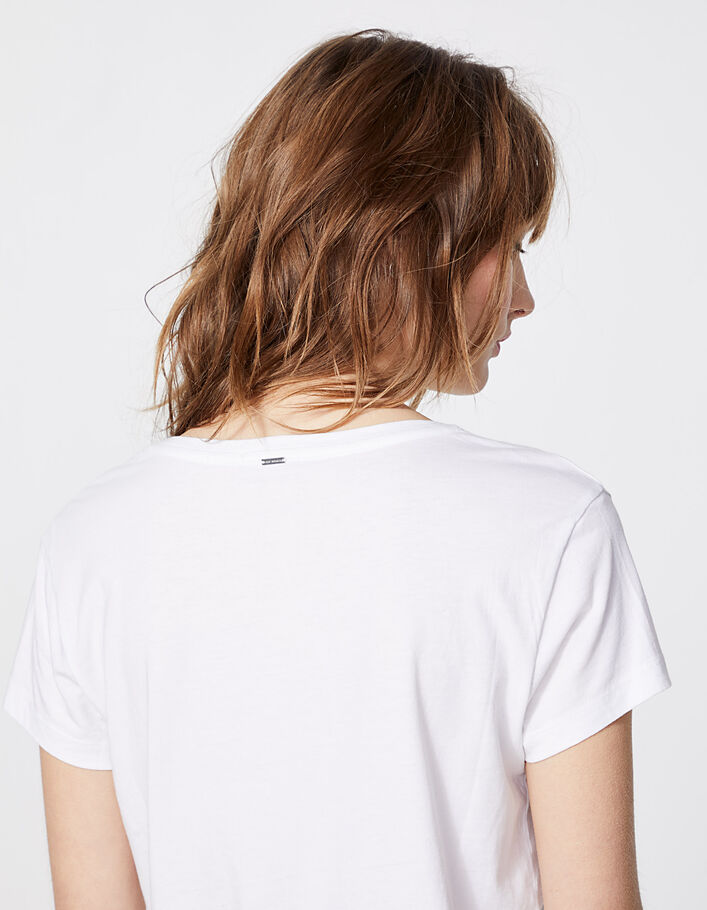 Camiseta blanca de algodón modal visual Nirvana mujer - IKKS