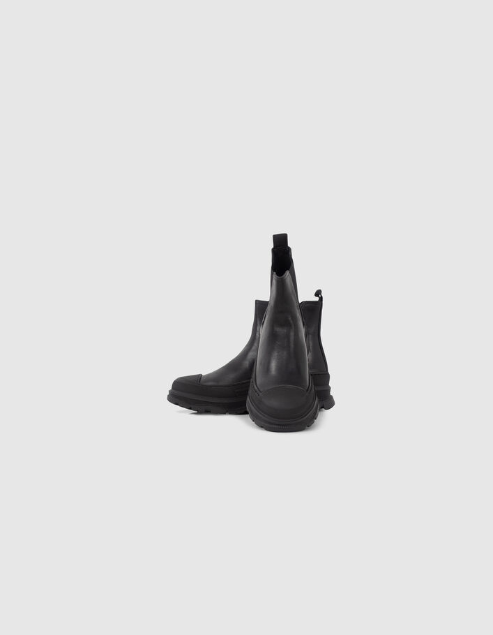 Schwarze Chelsea-Damenstiefeletten mit Profilsohle-5